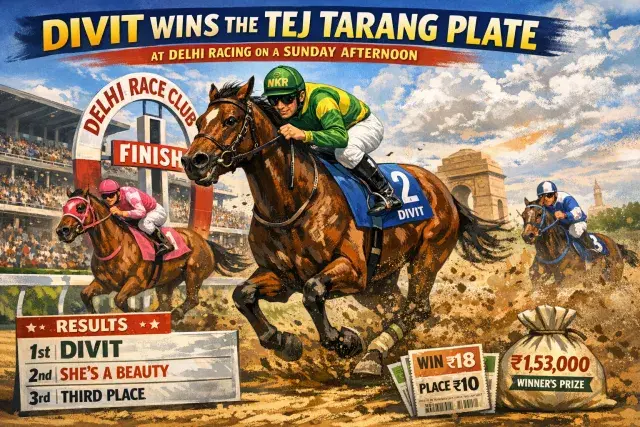 Divit Wins the Tej Tarang Plate at Delhi Racing on a Sunday Afternoon